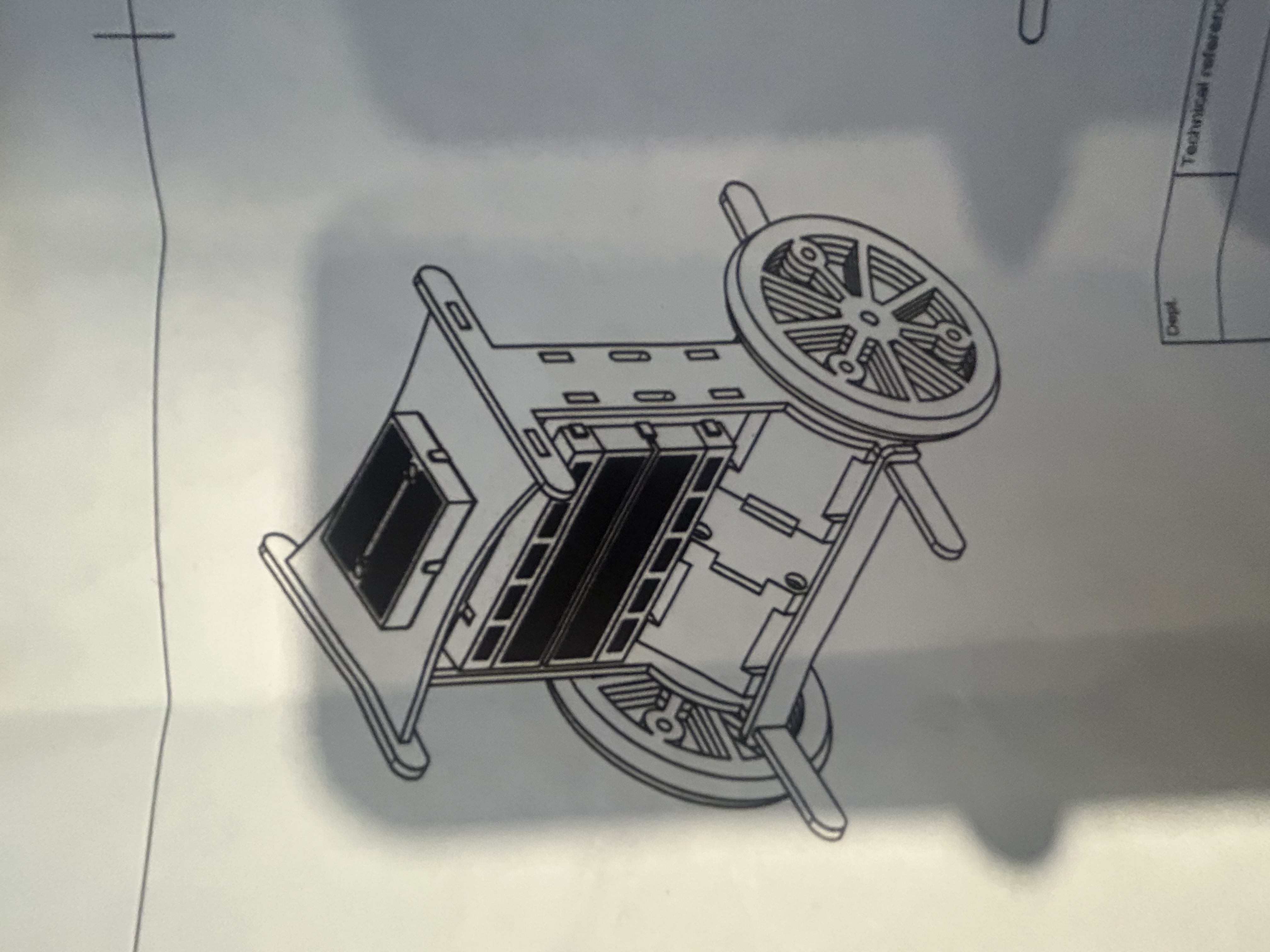 Technical design illustration of the two-wheeled self-balancing robot