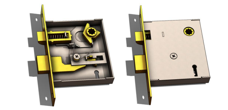 Mortise lock assembly exploded view